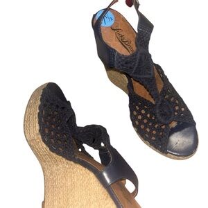 Lucky Brand Navy Crochet Wedges